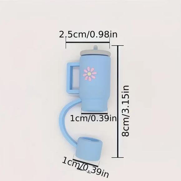 NEW! Silicone Straw Cover Topper For Tumblers, Stanley Cups Straw Caps Blue 1pc - Picture 2 of 4